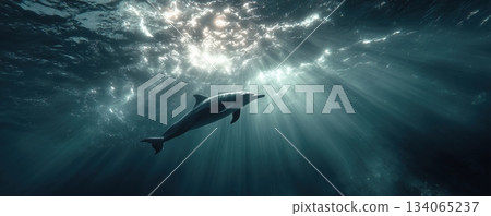 海豚 海底的 海裡 134065237