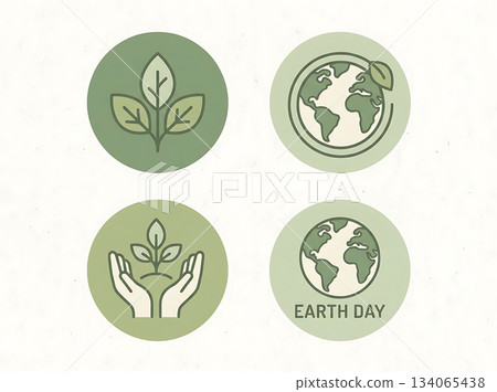 Earth day icons representing nature protection and sustainable living 134065438
