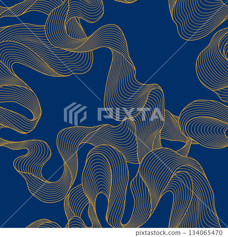 Seamless wave pattern. Abstract background with linear curls. 134065470