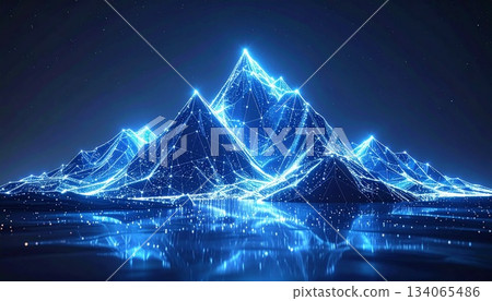 一幅藍光網構成山形的示意圖 134065486