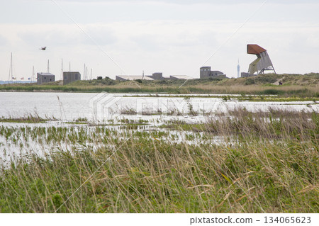 Visit to observation tower Steltloper at Marker Wadden in the Netherlands near water and natural landscape Visit to observation tower Steltloper at Marker Wadden in the Netherlands near water and natural landscape 134065623