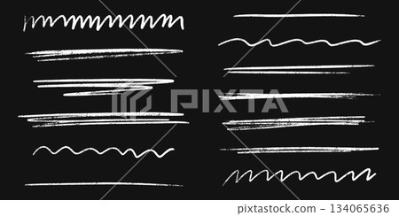 Underline stroke set with pencil, chalk and brush textures. Hand drawn crayon pen sketches of doodle emphasis marks, highlights and scribble elements. Vector collection for creative design projects. Underline stroke set with pencil, chalk and brush textures. Hand drawn crayon pen sketches of doodle emphasis marks, highlights and scribble elements. Vector collection for creative design projects. 134065636