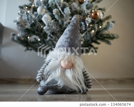 Adorable plush gnome figurine with rustic holiday charm for decor 134065674