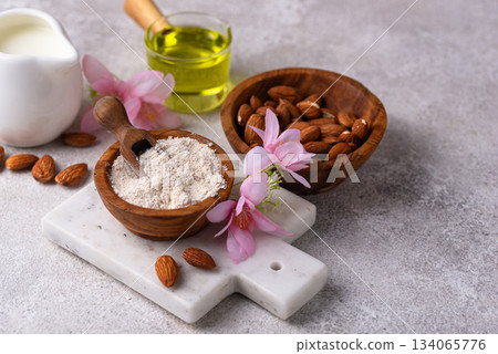Almond alternative milk, oil and flour 134065776