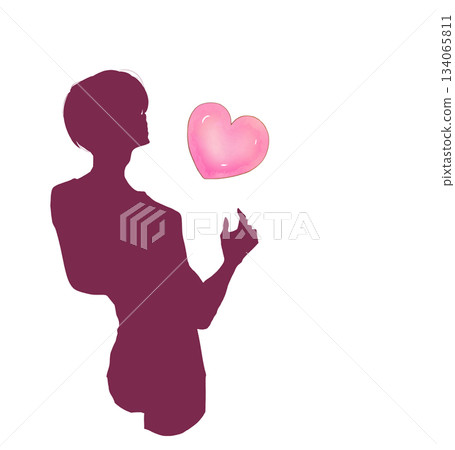 Male silhouette and heart 134065811
