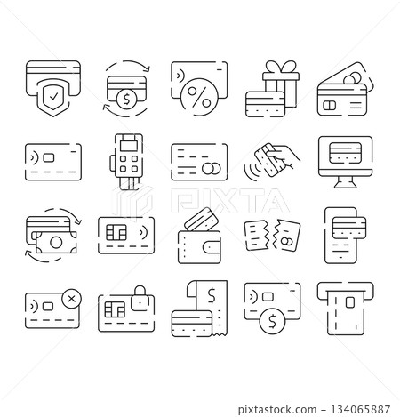 Credit card payment banking transaction icon collection 134065887