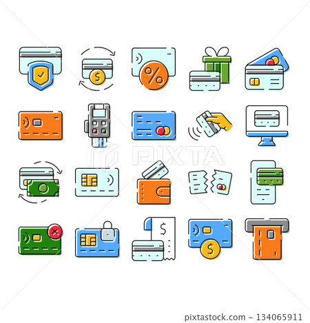 Credit card payment transaction banking money icon set Credit card payment transaction banking money icon set 134065911