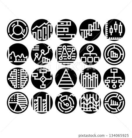 Analyzing data with various charts, graphs, and diagram icons Analyzing data with various charts, graphs, and diagram icons 134065925