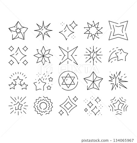 Hand drawn doodle star sparkling elements line icons Hand drawn doodle star sparkling elements line icons 134065967