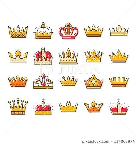 Crowns icons set representing royalty and success concept Crowns icons set representing royalty and success concept 134065974