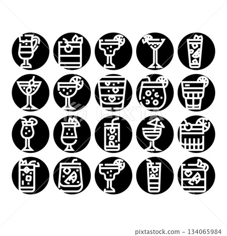Cocktail drink icon set for bar menu Cocktail drink icon set for bar menu 134065984