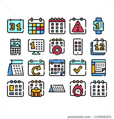 Calendar and schedule management planning reminder icons 134066003
