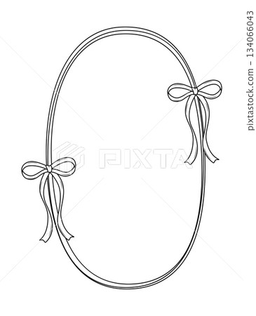 Vintage frame with a bow and a ribbon border. Doodle coquette style decorative ornament. Hand drawn vector illustration on white background. Vintage frame with a bow and a ribbon border. Doodle coquette style decorative ornament. Hand drawn vector illustration on white background. 134066043
