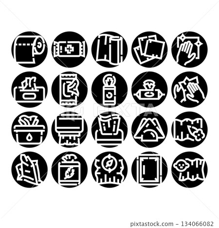 Wipes tissues dispenser collection glyph icons 134066082
