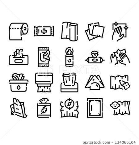 Hygiene paper products line art icons set 134066104