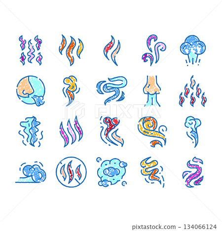 Smelling and experiencing various types of odor icons 134066124