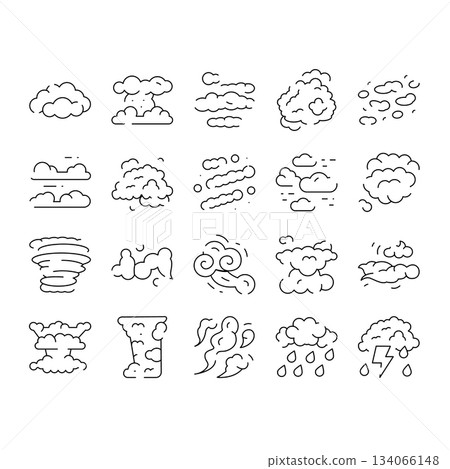 Clouds and weather conditions line icons set Clouds and weather conditions line icons set 134066148