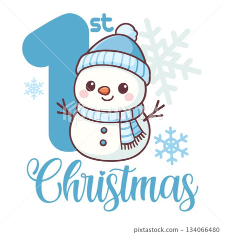 My First Christmas snowman for boy, with number and snowflakes My First Christmas snowman for boy, with number and snowflakes 134066480