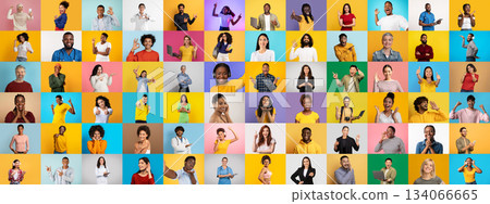 A vibrant collage of diverse people expressing happiness and connection against bright backgrounds. This collection highlights diversity and the beauty of diversity in a lively setting. A vibrant collage of diverse people expressing happiness and connection against bright backgrounds. This collection highlights diversity and the beauty of diversity in a lively setting. 134066665