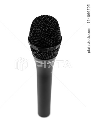 Black wireless condenser microphone isolated on white background Black wireless condenser microphone isolated on white background 134066795