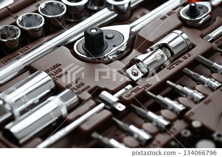 Professional work tools set for technicians in a box Professional work tools set for technicians in a box 134066796