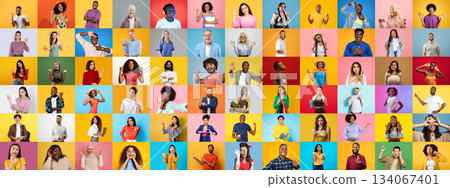 A colorful collage features diverse individuals from various backgrounds expressing joy and connection. Each portrait highlights unique faces and styles, showcasing a vibrant tapestry of cultures. A colorful collage features diverse individuals from various backgrounds expressing joy and connection. Each portrait highlights unique faces and styles, showcasing a vibrant tapestry of cultures. 134067401