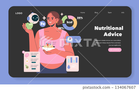AI Pregnancy Counselor provides expert nutritional guidance for expecting mothers. It incorporates smart technology, highlighting important dietary information and interactive data for healthy choices 134067607