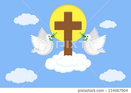 3D Isometric Flat Vector Illustration of Whit Monday, Christian Holy Spirit Community Holiday 3D Isometric Flat Vector Illustration of Whit Monday, Christian Holy Spirit Community Holiday 134067904