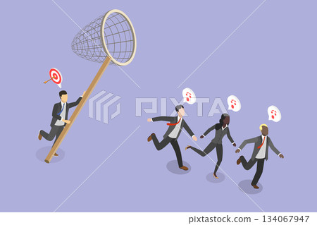3D Isometric Flat Vector Illustration of Customer Acquisition, Concept Of Retaining Clients For Business Success 3D Isometric Flat Vector Illustration of Customer Acquisition, Concept Of Retaining Clients For Business Success 134067947