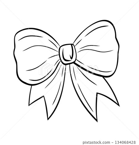 Beautiful bows, ribbons with long tails textile from satin and silk ribbons. Vector graphic hand-drawn Beautiful bows, ribbons with long tails textile from satin and silk ribbons. Vector graphic hand-drawn 134068428