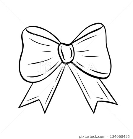 Beautiful bows, ribbons with long tails textile from satin and silk ribbons. Vector graphic hand-drawn Beautiful bows, ribbons with long tails textile from satin and silk ribbons. Vector graphic hand-drawn 134068435