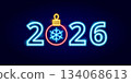 2026 Year Blue Neon 2026 Year Blue Neon 134068613