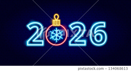 2026 Year Blue Neon 134068613