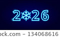 2026 Year Blue Snowflake Neon 2026 Year Blue Snowflake Neon 134068616