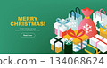 Merry Christmas Isometry Web Banner Merry Christmas Isometry Web Banner 134068624