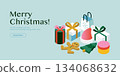 Merry Christmas Isometric Website Banner Merry Christmas Isometric Website Banner 134068632