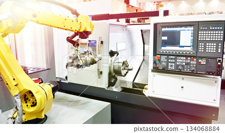 Robotic arm and cnc lathe 134068884