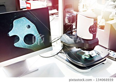 Digital microscope and monitor in lab 134068939