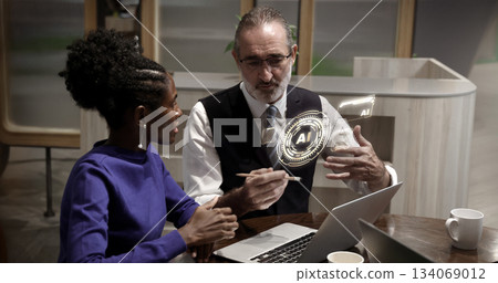 Ai using. Business team using AI assistant technology. Futuristic innovation technology artificial intelligence with digital Hologram. Ai Collaboration and biz ideas for future. Business Tech meeting Ai using. Business team using AI assistant technology. Futuristic innovation technology artificial intelligence with digital Hologram. Ai Collaboration and biz ideas for future. Business Tech meeting 134069012