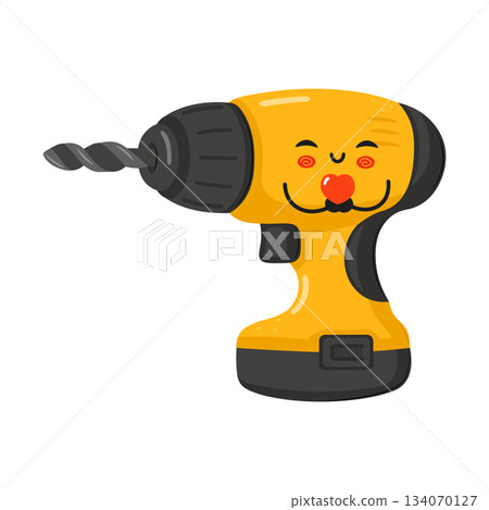 Cute cartoon drill character with heart eyes 134070127