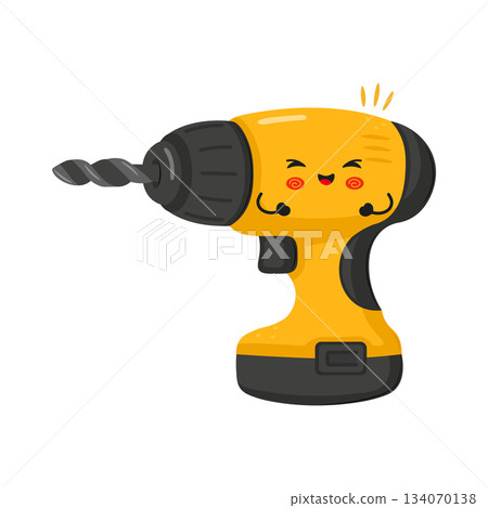 Cute happy cartoon drill character smiling Cute happy cartoon drill character smiling 134070138