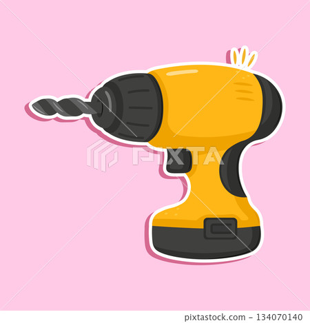 Cordless drill power tool illustration for construction and repair Cordless drill power tool illustration for construction and repair 134070140