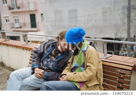Lovers sharing warmth, Partners resting in gentle proximity 134070223