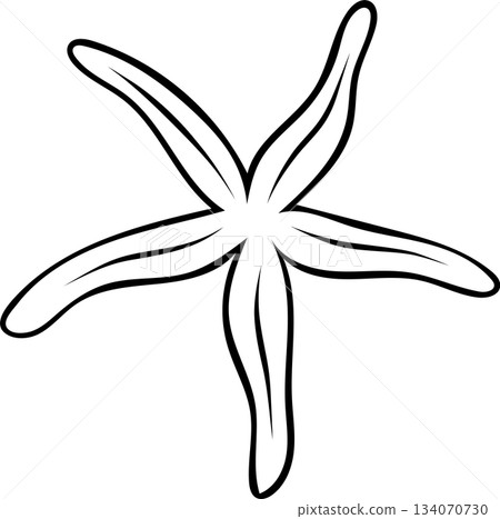 Hand-drawn black and white icon of a starfish, sketch style illustration of underwater marine life. Simple doodle for ocean themes and beach vacation concepts Hand-drawn black and white icon of a starfish, sketch style illustration of underwater marine life. Simple doodle for ocean themes and beach vacation concepts 134070730