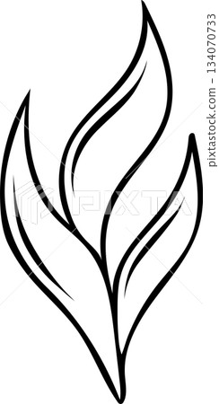 Simple black and white icon set as a doodle, seaweed in sketch style representing underwater marine vegetation. Minimalist illustration for ocean life themes 134070733