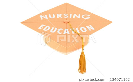 Nursing Education concept, graduation cap with tassel. 3D rendering Nursing Education concept, graduation cap with tassel. 3D rendering 134071162