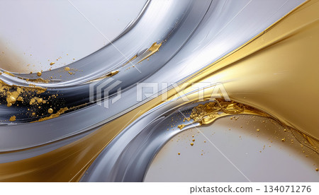 Gold and silver metallic flow / Abstract background design that expresses luxury and fluidity Gold and silver metallic flow / Abstract background design that expresses luxury and fluidity 134071276
