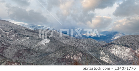 Winter morning Carpathian mountains, Ukraine Winter morning Carpathian mountains, Ukraine 134071770
