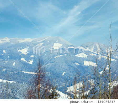 Winter morning Carpathian mountains, Ukraine 134071837
