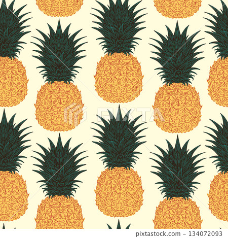 seamless pattern with pineapple seamless pattern with pineapple 134072093
